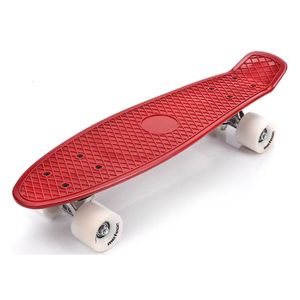 Deskorolka kompletna 22" Mini Cruiser Board Retro Kompletna deska dla początkujących dzieci nastolatków dorosłych, 56x15cm Meteor Red/Brown/White/Silver