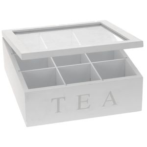 Teebox TEA, 9 Fächer, Teeaufbewahrung, MDF, 22,5 x 22,5 x 9 cm