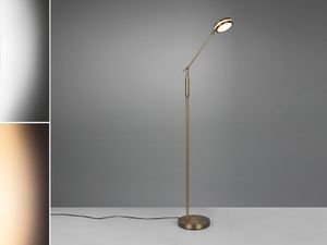 Dimmbare LED Stehleuchte FRANKLIN schwenkbar, Höhe 133cm, Altmessing