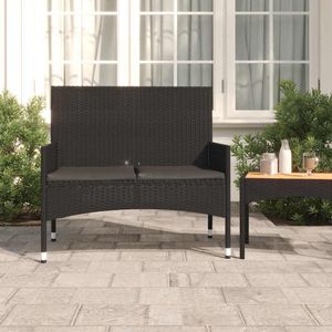 vidaXL Záhradná lavica s 2 sedadlami a vankúšom Black Poly Rattan vidaXL Záhradná lavica s 2 sedadlami a vankúšom Black Poly Rattan