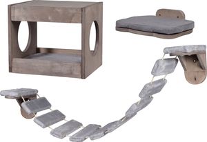 dobar 3-teiliges Katzenmöbel-Set mit Katzenhöhle, Katzenleiter und Liegefläche zum Anbringen an der Wand