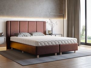 Boxspringbett 180x200 Carlos - Bett mit Matratze, Samtstoff, Holzfüße - Minimalistisches Design - Rosa (Kronos 29)