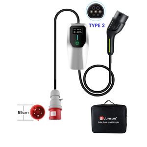 6/8/10/13/16A Type 2 EU EV Ladekabel Schuko Für Elektroautos EV Charger 3 Phase 11KW Einstellbarer Strom Tragbares Ladegerät 5M