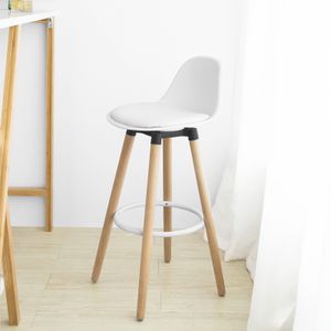 SoBuy FST70-W Barová židle s podnožkou Barová židle Pultová židle Barová židle s opěradlem bílá Bukové nohy Výška sedu: 71 cm