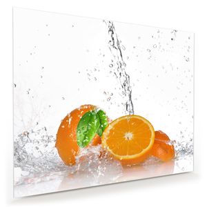 Glasbild Wandbild Orangen auf Wasser 100x80cm in XXL für Wohnzimmer, Schlafzimmer, Badezimmer, Flur