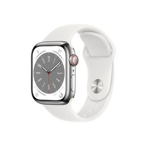 Apple Watch Series 8 Edelstahl Cellular 45mm Silber (Sportarmband weiß) *NEW*
