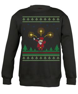 Santa Clause Dab Ugly Xmas Pullover Sweatshirt, Schwarz, XL, Vorne