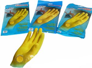 6 Paar Haushalt Handschuhe gelb profiliert Gummihandschuhe Putzhandschuhe - klein - Gr.7