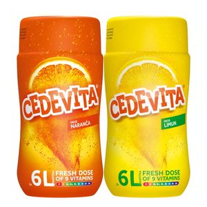 Cedevita Orange/Cedevita Zitrone 9 Vitamine, Instant Pulver Vitamin Getränke Mix 2 x 455g, macht 12L Saft alkoholfreie
