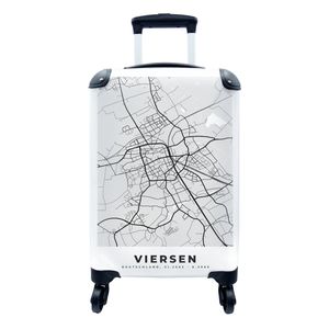 MuchoWow® Koffer Handgepäck Trolley Rollkoffer Kleine Reisekoffer mit 4 Rollen - Karte - Deutschland - Viersen - Stadtplan - Cabin Size < 55x40x23 cm & 55x40x20 cm - Fotokoffer - Kabinenkoffer - Boardgepäck - Reise-Box - Reisekoffer - Reisegepäck - Koffer mit Bild - Trolley für Kinder