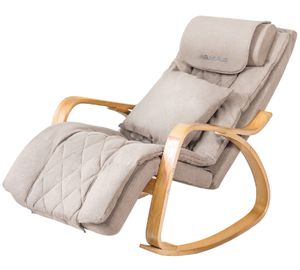 Asukale Massagesessel Elektrisch Relaxsessel Schaukelstuhl mit Wärmefunktion, Fußstütze 5-Fach Verstellbarer, Beige