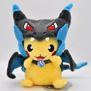 HiScooter Pokemon Pikachu Plüschtier mit Mega Glurak X Umhang | Pikazard Kuscheltier | 23cm