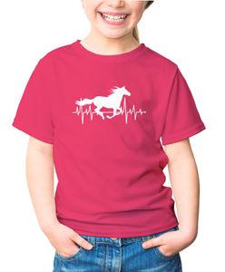 Kinder T-Shirt Mädchen Pferd Motiv Reiten Geschenk für Mädchen Pferde Tiermotiv Moonworks® pink 98-104 (3-4 Jahre)