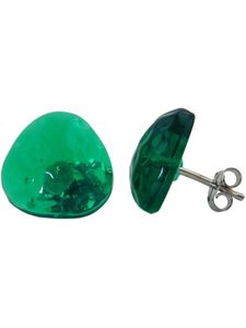 Ohrstecker Ohrring 14mm Dreieck grün-transparent gehämmert Kunststoff grün 14mm
