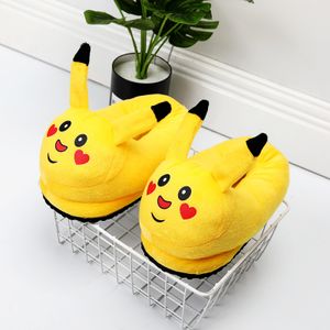 Herren Cartoon Pokémon Liebes Herz Pikachu Plüsch Hausschuhe Indoor Baumwoll Hausschuhe All-Inclusive Warm Slippers Gelb Gr.40-44