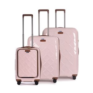 Stratic Leather&More - Koffer-Set 3-teilig (S mit Vortasche, M, L) - Rosa