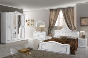 Barock Schlafzimmer Set Livia in Weiss 4-Teilig 180 x 200 cm - 6-Türig - mit Kommode + Spiegel Barock Schlafzimmer Set Livia in Weiss 4-Teilig 180 x 200 cm - 6-Türig - mit Kommode + Spiegel