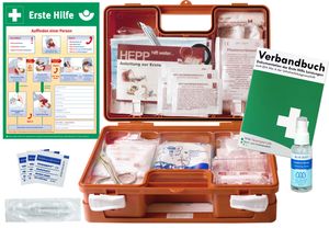 Erste-Hilfe-Koffer M1 -Paket 2- für Betriebe mit aktueller DIN/EN 13157 inkl. Hygiene-Spray & 1. Hilfe Aushang