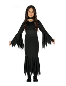 schwarzes Vampir Kleid für Mädchen, Größe:140/146