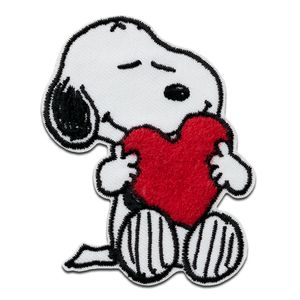 Mono Quick Peanuts © Snoopy Herz - Aufnäher, Bügelbild, Aufbügler, Applikationen, Patches, Flicken, zum aufbügeln, Größe: 7,5 x 5,5 cm