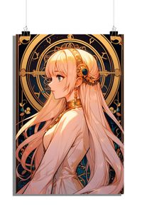 Fantasie Poster - Mädchen Poster - Goldene Kugel Poster - Anime Poster - 61x91cm - Perfekt zum Einrahmen