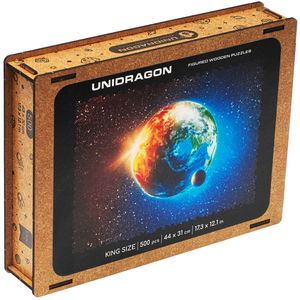 UNIDRAGON Holzpuzzle Woosaic – Planet Erde – 500 Teile – King Size 31 x 44 cm