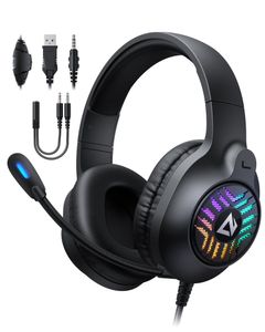 AUKEY GH-X1 RGB-Gaming-Headset mit Stereo-Sound 50-MM-Treiber Mikrofon mit Geräuschunterdrückung