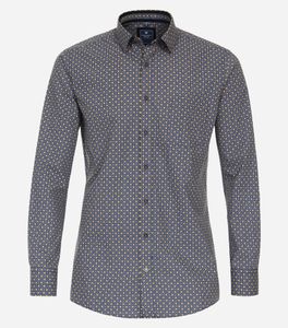 REDMOND Casual Herren Freizeithemd Langarm Kentkragen Variomanschette Regular Fit Baumwolle Popeline Print Gelb Größe 4XL