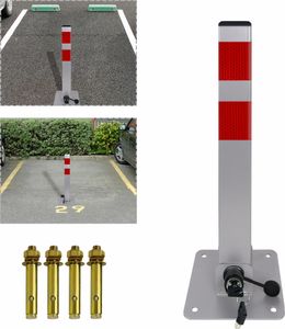 LZQ Skladacia zábrana na parkovisko 60 cm 1 kus Parkovací stĺpik s kľúčom Univerzálny štvorcový stĺpik s výstražnými pásmi Zábrana z ocele