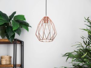 Hängeleuchte Kupfer Metall Glühbirnen-Optik Schirm mit Gitter in Diamantform Industrie Design für Wohnzimmer Esszimmer Flur