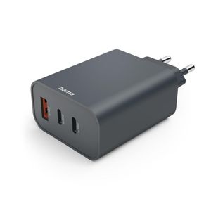 HAMA Schnellladegerät, 2x USB-C, USB-A, PD, 65W, Anthrazit (00211098)