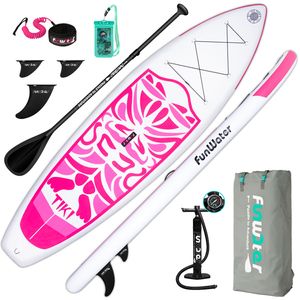 FunWater® Stand Up Paddle Board 320cm  SUP Surfboard aufblasbar + Paddel Surfbrett Paddling Paddelboard - pink