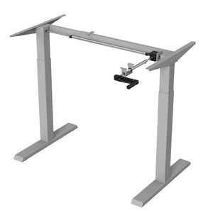 Sitz-Steh-Schreibtisch Tischgestell Manuell Höhenverstellbarer Bürotisch max. 123cm Ergonomischer Tisch Belastbar bis 70kg Grau