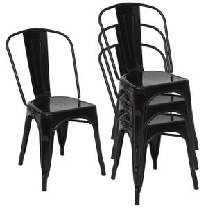 4x Stuhl HWC-A73, Bistrostuhl Stapelstuhl, Metall Industriedesign stapelbar  schwarz