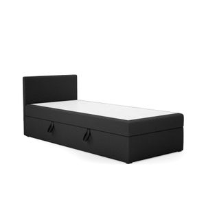 MEBLITO Boxspringbett Menorca Mini Basic Bett mit Bettkästen Matratze H3 Seite: Links  100x200 cm Schwarz (Lux23)