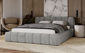 Čalouněná postel Bolonia 160x200 cm - postel s čelem, zásuvkou a roštem - moderní design - sametová látka (šedá - Magic Velvet 2217)