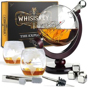 Whisiskey® Whisky Karaffe - Globus - Komplette Whiskey Set - 900ML – Inkl. 4 Edelstahle Whisky Steine, 2 Whisky Gläser & Ausgießer - Whisky Dekanter - Geschenke für Männer – Whiskygläser Whisiskey® Whisky Karaffe - Globus - Komplette Whiskey Set - 900ML – Inkl. 4 Edelstahle Whisky Steine, 2 Whisky Gläser & Ausgießer - Whisky Dekanter - Geschenke für Männer – Whiskygläser