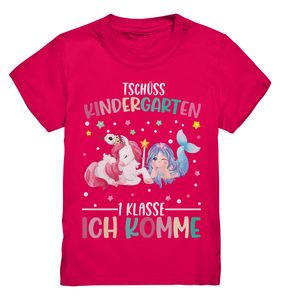 SCHULKIND T-Shirt EINHORN MEERJUNGFRAU Einschulung Outfit Mädchen Schulanfang Geschenkidee Schulkind 2024 Geschenk – Sorbet / 152/164 (12-14)