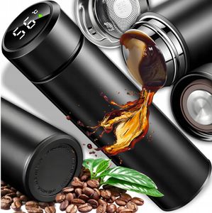 ADGO® Thermobecher Thermos Led 500 Ml Für Kaffee Tee Touchfähig Für Das Auto