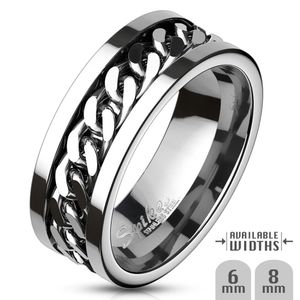 Drehring Kette:  / Spinner Ring aus Edelstahl, Ringgröße:60 (19.1 mm Ø)