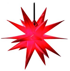 Weihnachtsstern 65 cm, 18 Zacken, für außen, Leuchtfarbe Rot
