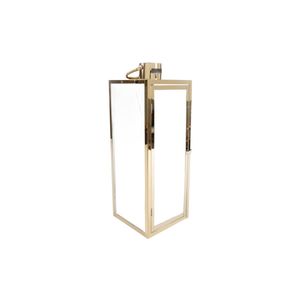 HOMLA TONDO Goldlaterne mit gestreiftem Glas 18x18x50 cm