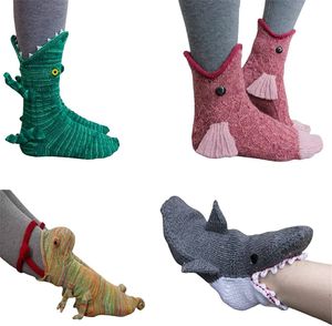 4 Paar Lustige Stricken Socken Krokodil Form, Winter Modische Warm Socken Neuheit Weihnachtsgeschenk für Damen & Herren