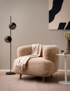 DOMO. collection Sessel 800 014, Polstersessel in organischer Form mit Taschenfederkern, Cocktailsessel, 90 x 86 x 73 cm (BxTxH), beige