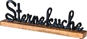 Sterneküche Schriftzug L40cm Metall Schwarz Mango Holz Tischdeko Deko Aufsteller