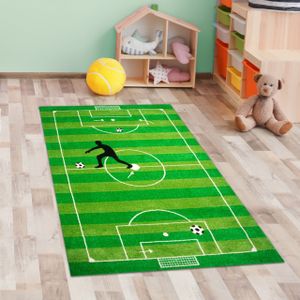 Kinderteppich Spielteppich Jungen Kinderzimmer Teppich Fußball grün Größe - 80x150 cm