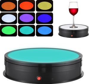 30 cm/11,8 Zoll motorisierter drehbarer Displaystaender mit RGB-Licht-Displaybasis 360¡ã drehbarer elektrischer Fotografie-Drehteller fuer Produktdisplays Live-Videoshows 60 kg Tragkraft Geraeuscharm mit Fernbedienung