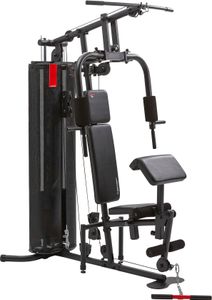 Christopeit Kraftstation SP 2000 – Vielseitige Home Gym Fitnessstation mit Latzug, Butterfly, Brustpresse, Biceps Curl, Beinstrecker & Beinbeuger, Belastungsvariationen bis 56 kg, Robuste Stahlrohr-Konstruktion, Modernes Design in Schwarz, Einstellbar für verschiedene Körpergrößen – Ganzkörper- & Krafttraining Zuhause