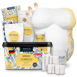 AMARI ® Gipsabdruck Babybauch Set (Standard)- Gipsabdruckset Babybauch - Geschenk werdende Mutter, Gips für den Bauchabdruck - Babybauch Gipsabdruck