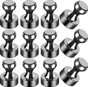 12 schwarze Kühlschrankmagnete, kleine und starke Magnete für Whiteboard, Büro, Klassenzimmer, Landkarte, Küchenzubehör, Bürozubehör, Schließfachzubehör.